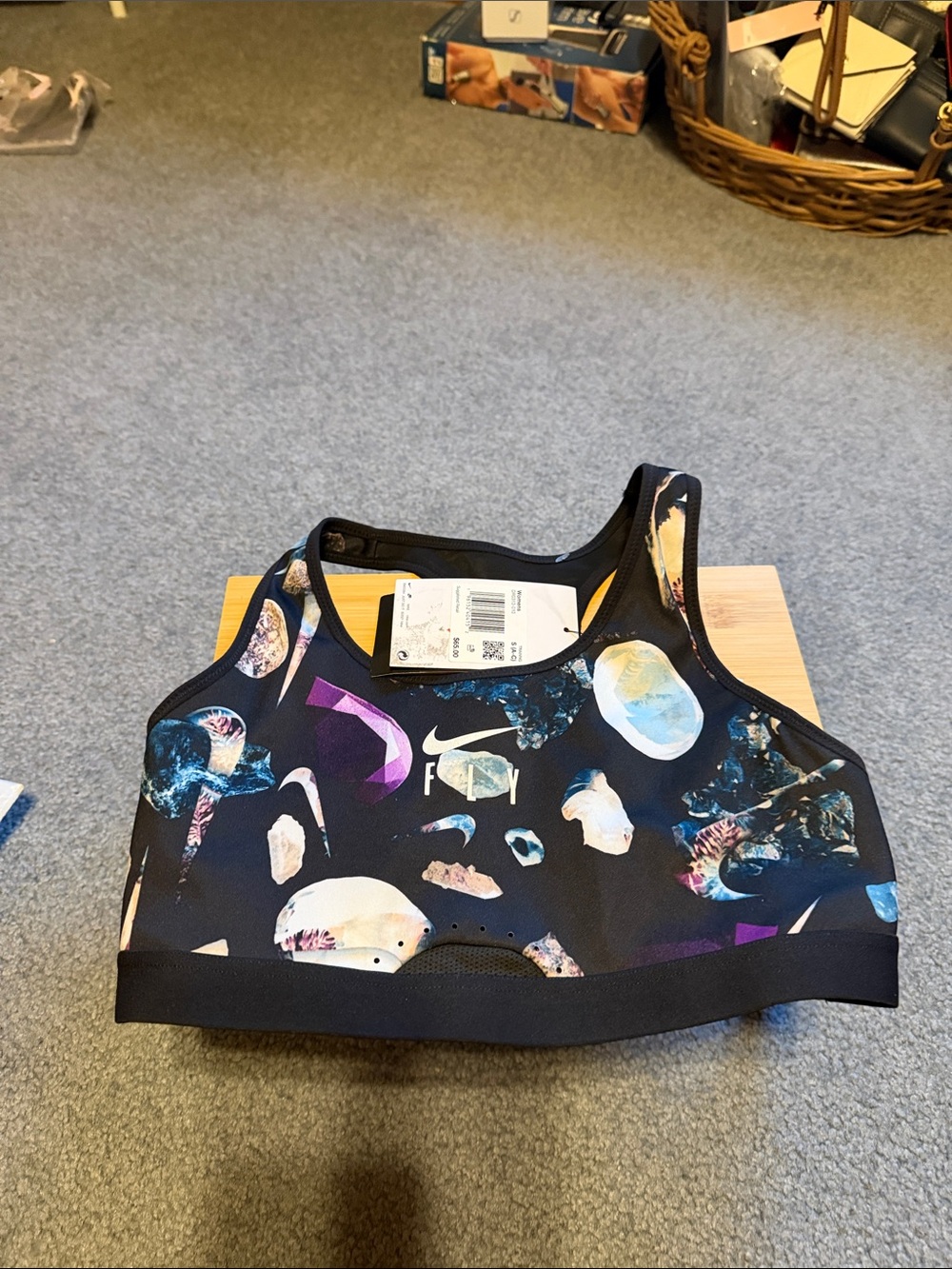 Nike Black Sports Bra with Blue, Purple, Cream and Pink Accents